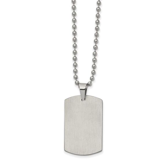 Stainless Steel Reversible Engravable Dog Tag Necklace 22 Inch